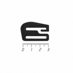 Крючок пластиковый Е-образный 25 мм, чёрный